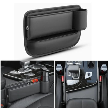 Leren autostoel organizer + Bekerhouder