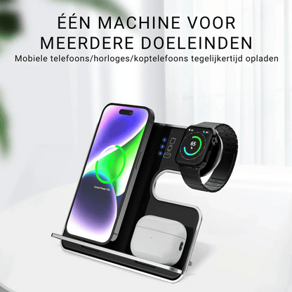 3-in-1 Magnetische Draadloze Oplader | Voor Telefoons, Horloges & Oordopjes