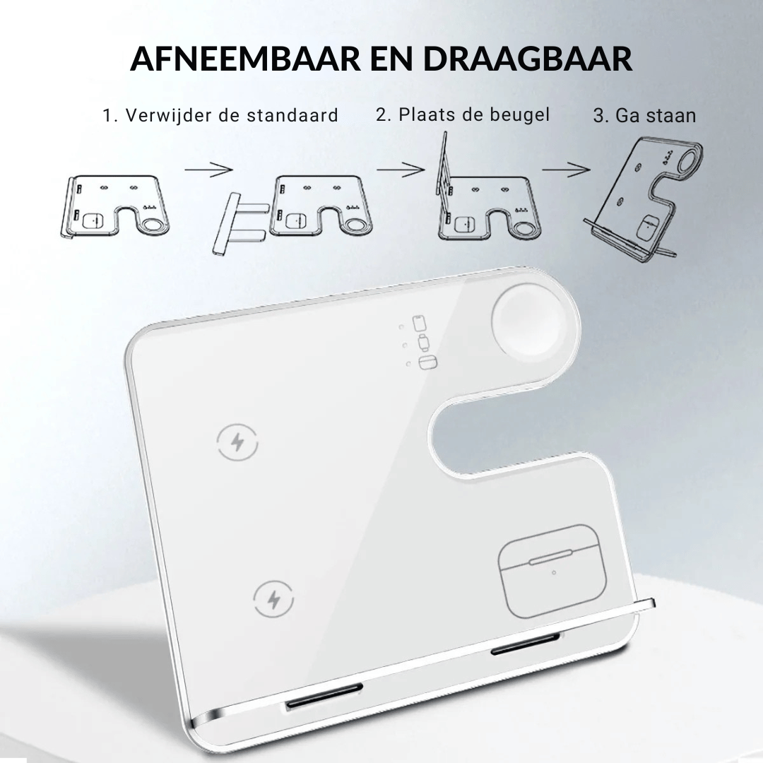 3-in-1 Magnetische Draadloze Oplader | Voor Telefoons, Horloges & Oordopjes