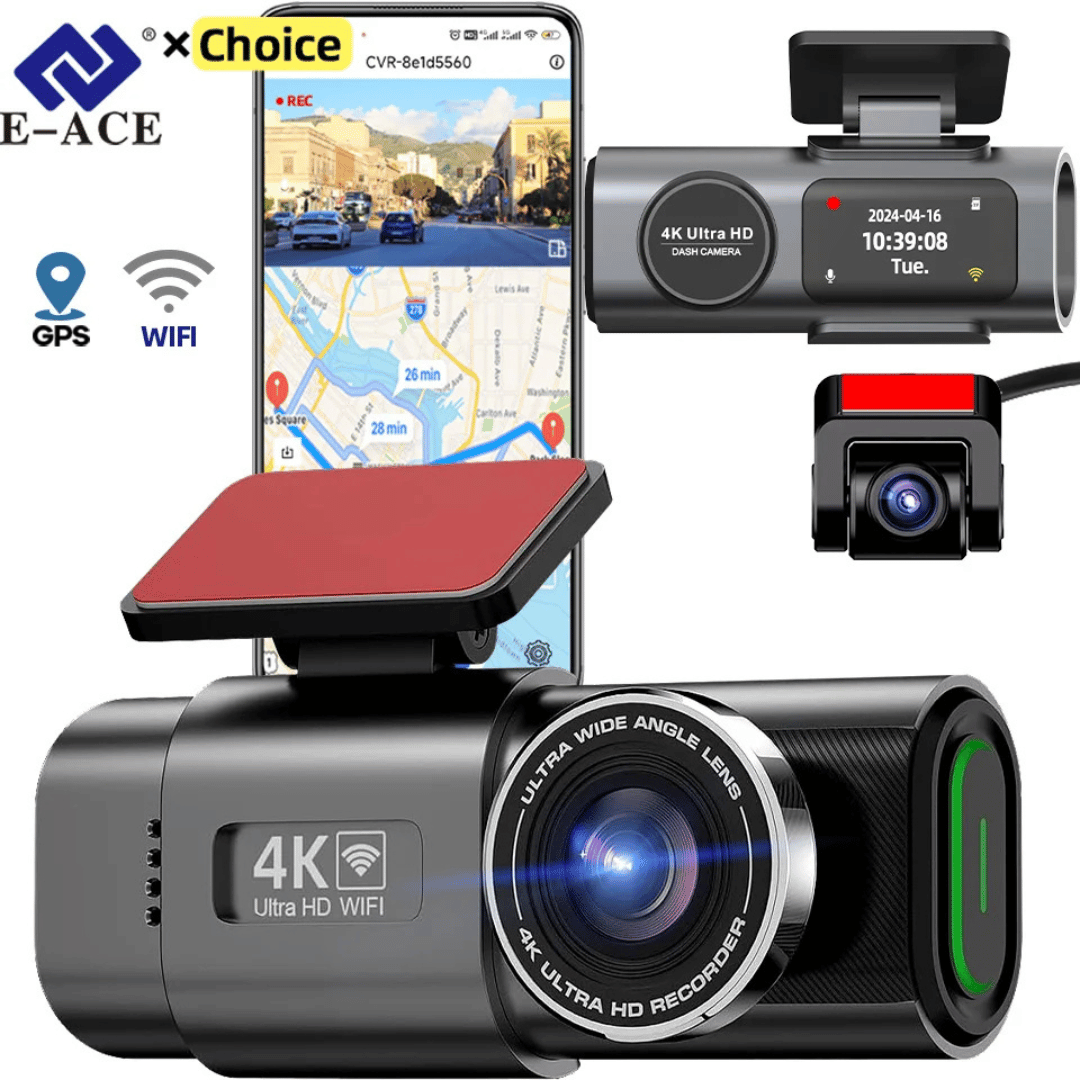 4K Dashcam Met Dubbele Lens – Nachtzicht – GPS – WiFi – 24H Parking Monitoring