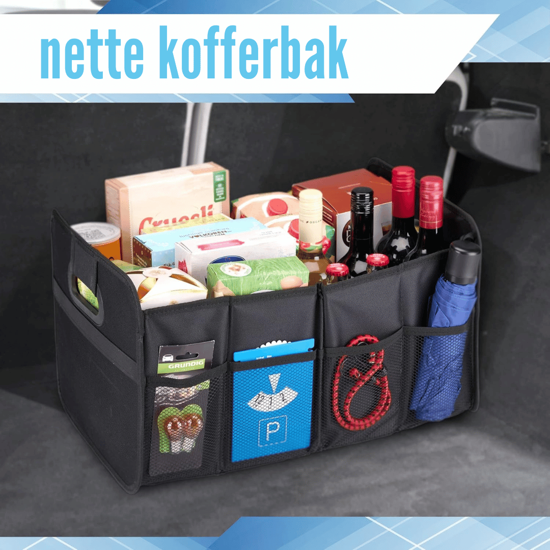 All Ride Kofferbak Organizer – 50x32x27 cm, Opvouwbaar met 2 Grote Vakken en Insteekvakken