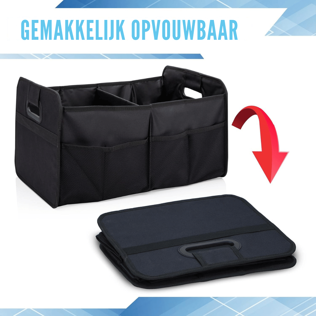 All Ride Kofferbak Organizer – 50x32x27 cm, Opvouwbaar met 2 Grote Vakken en Insteekvakken