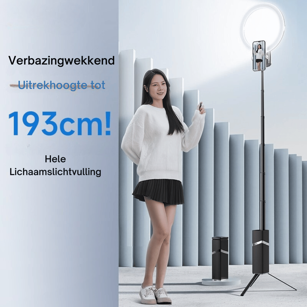 Draagbare LED Ringlamp Met Telefoonhouder & Statief Voor Live Streaming