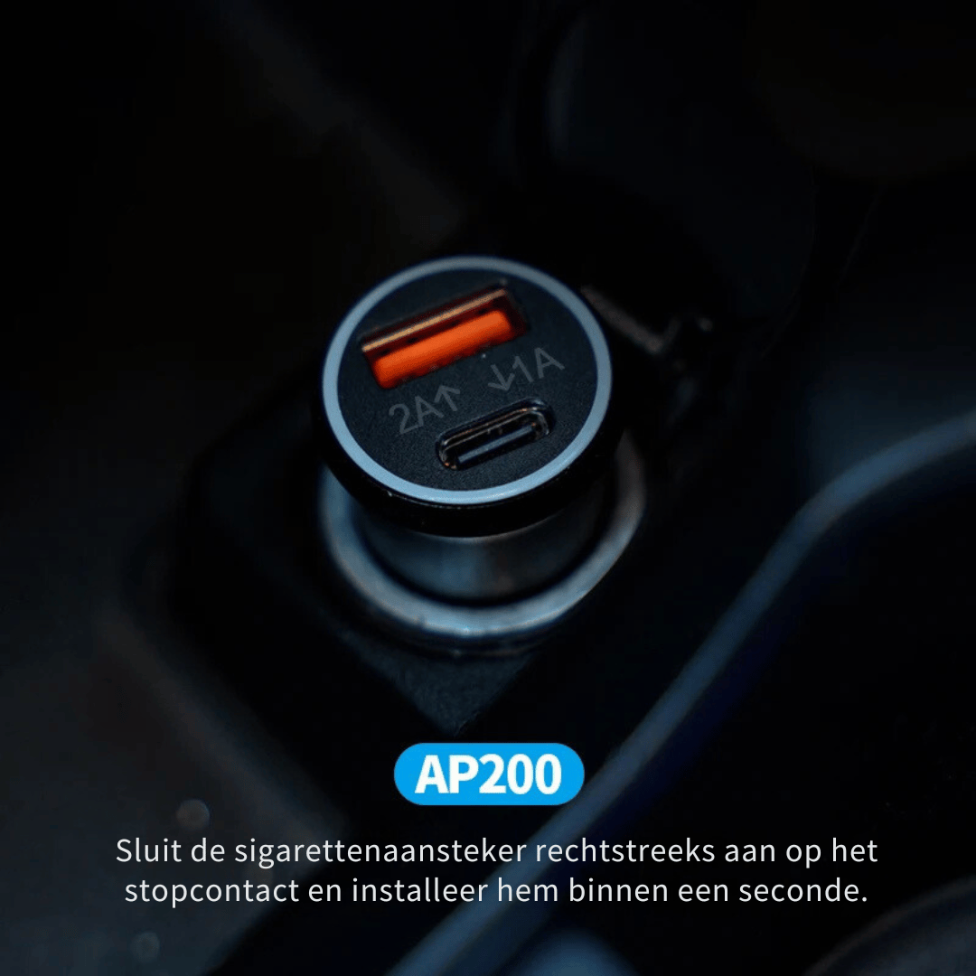 AP200 USB Car Charger - 20W Fast Charger with GPS Tracker
