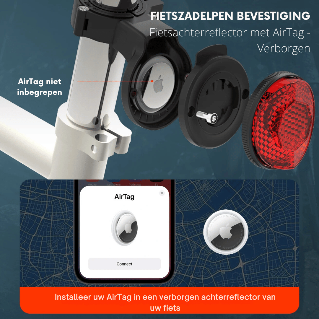 Verborgen Fiets GPS Houder - Apple Airtag en Garmin