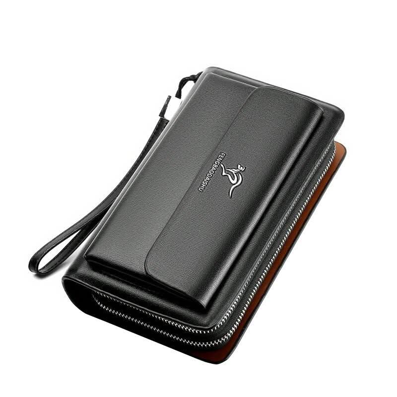 Pochette pour homme en cuir véritable 