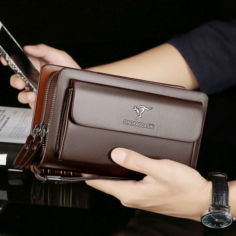 Pochette pour homme en cuir véritable 