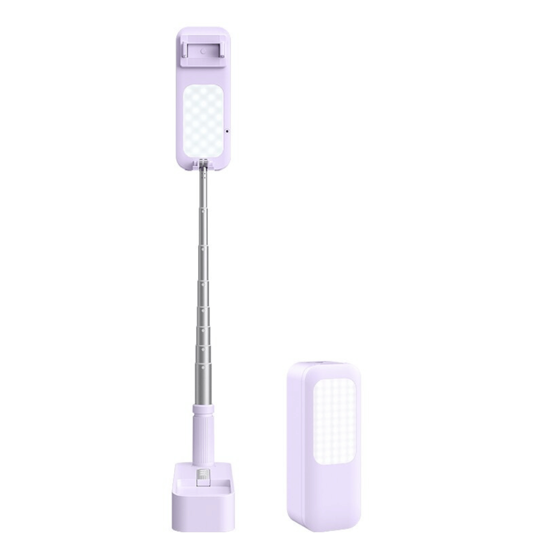 LED Video Telefoonhouder Met Opvouwbare Standaard En Bluetooth Selfiestick