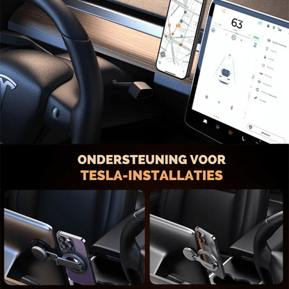 Magnetische Autotelefoonhouder met Opvouwbaar Ontwerp voor Dashboard – Geschikt voor Tesla