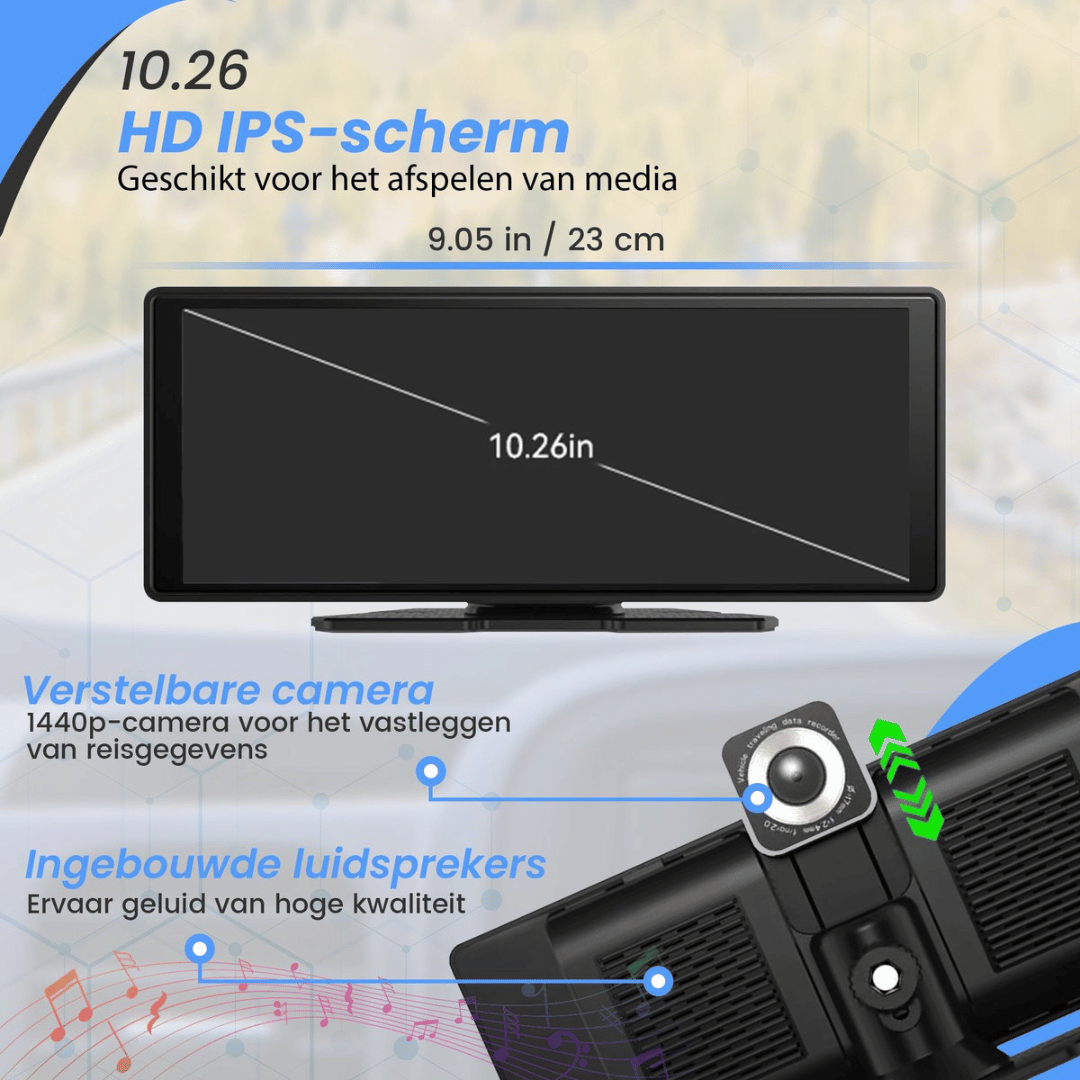 Active Goods Navigatiesysteem 10.26 Inch – Draadloos CarPlay &amp; Android Auto – Dashcam &amp; Achteruitrijcamera