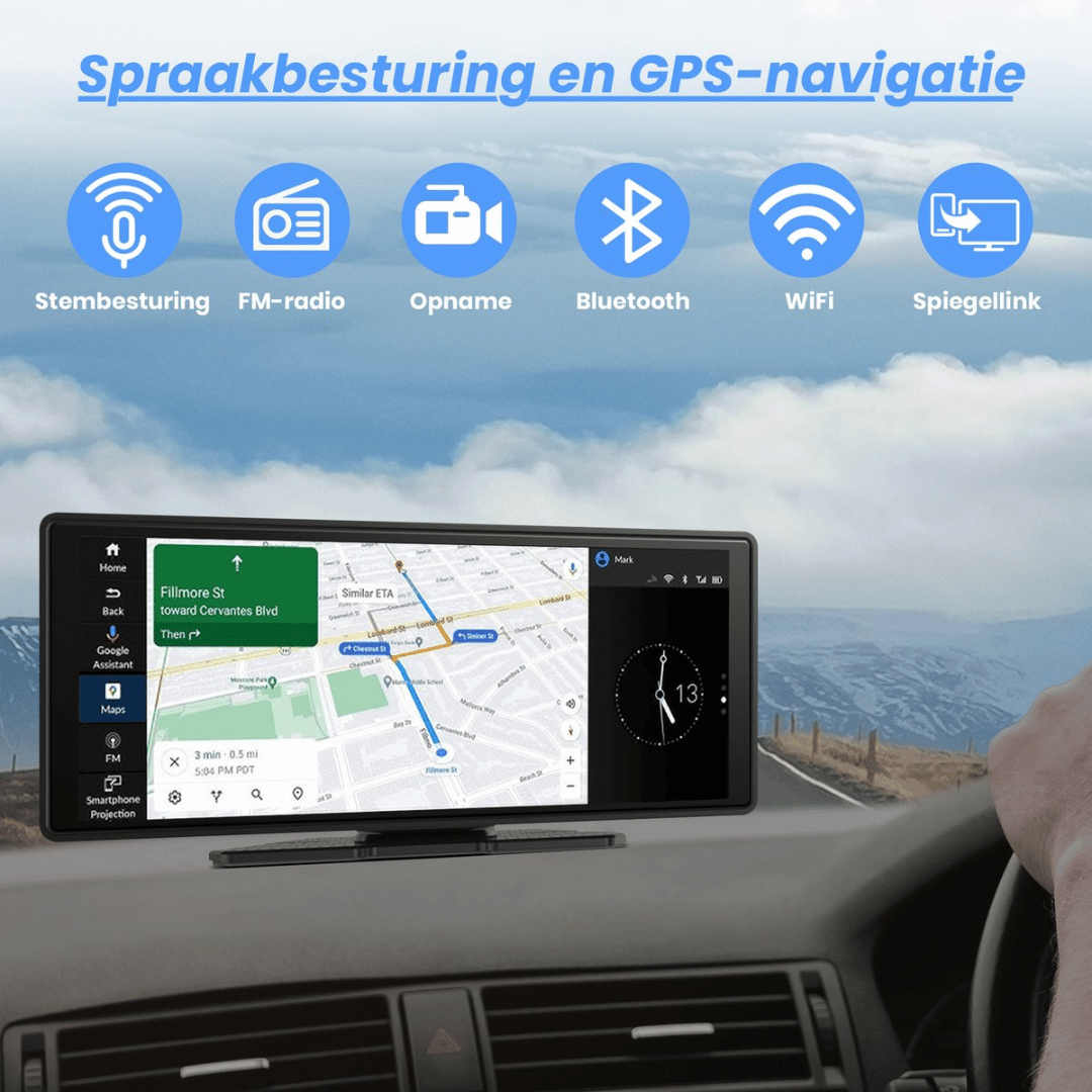 Active Goods Navigatiesysteem 10.26 Inch – Draadloos CarPlay &amp; Android Auto – Dashcam &amp; Achteruitrijcamera