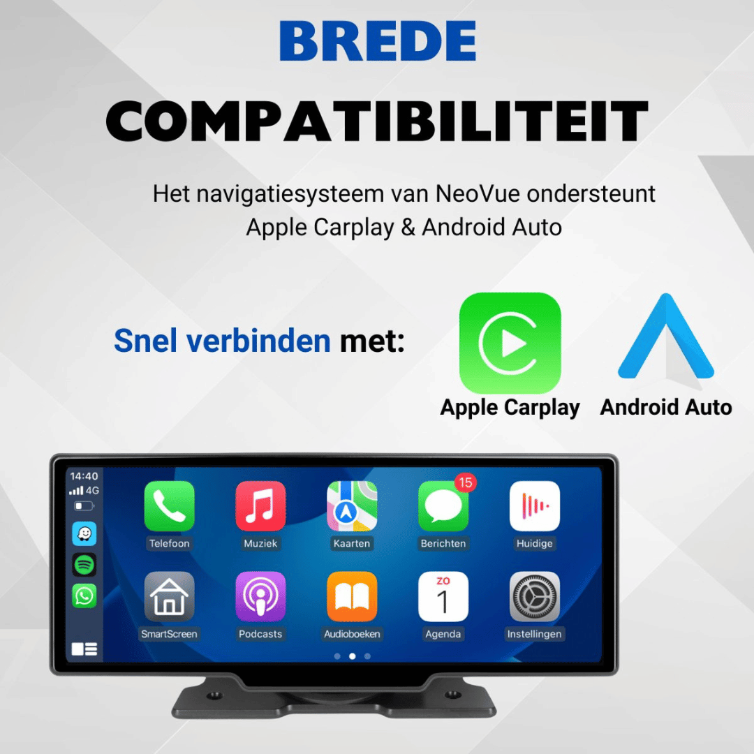 NeoVue Navigatiesysteem 10.26 Inch – Draadloos CarPlay & Android Auto – Dashcam &amp; Achteruitrijcamera