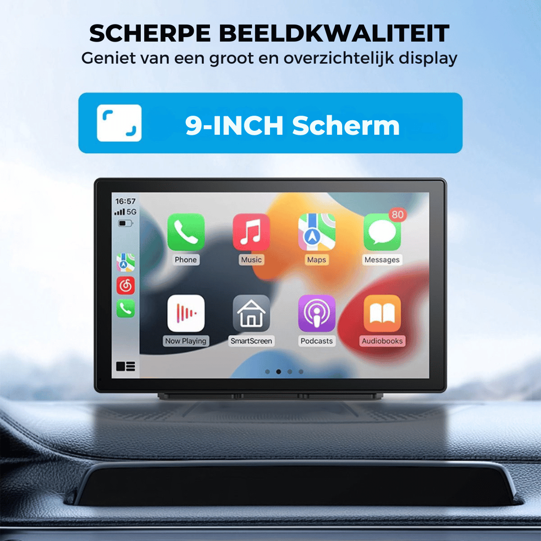 Nitel Navigatiesysteem 9 Inch – Touchscreen met Apple CarPlay & Android Auto + Achteruitrijcamera