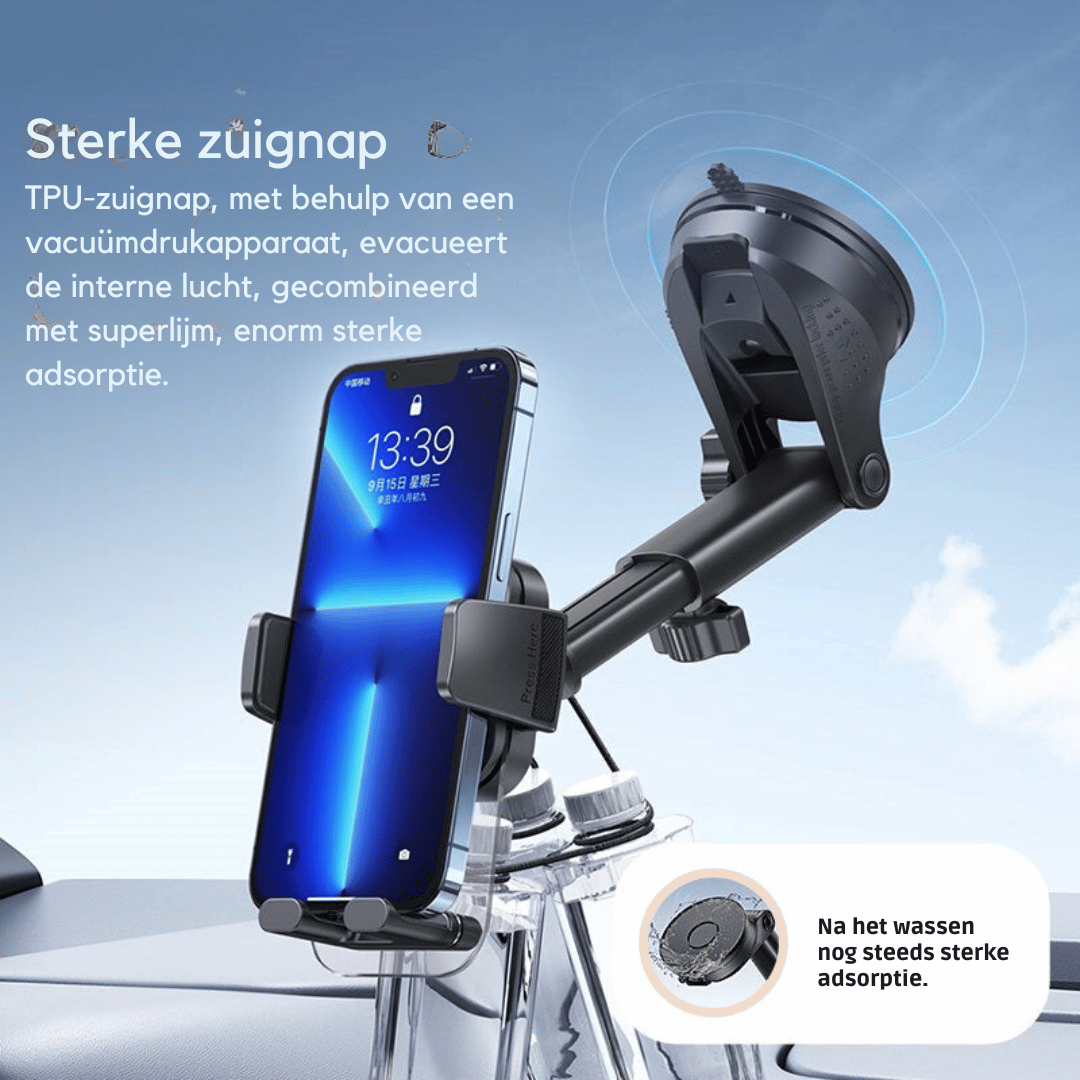 Uitschuifbare Telefoonhouder Voor Auto | 360° Verstelbaar & Sterke Zuignap