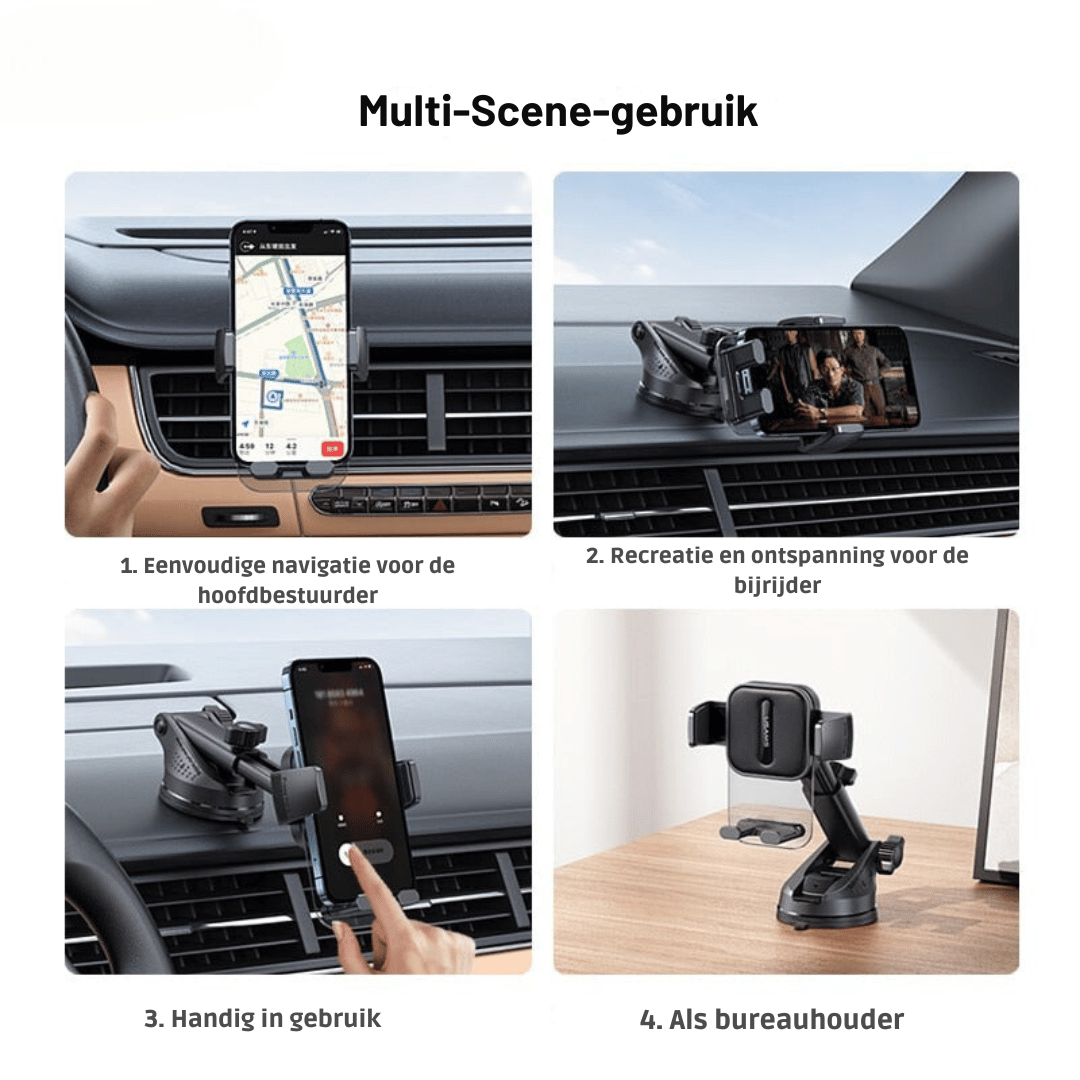 Uitschuifbare Telefoonhouder Voor Auto | 360° Verstelbaar & Sterke Zuignap