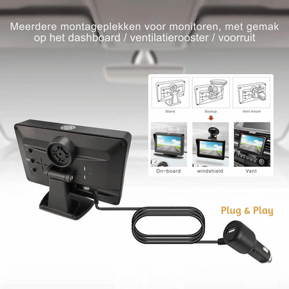 Zonne-Energie Draadloze Achteruitrijcamera – 4.3 Inch Monitor – HD 1080P – Waterdicht IP67