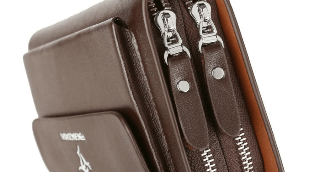 Pochette pour homme en cuir véritable 