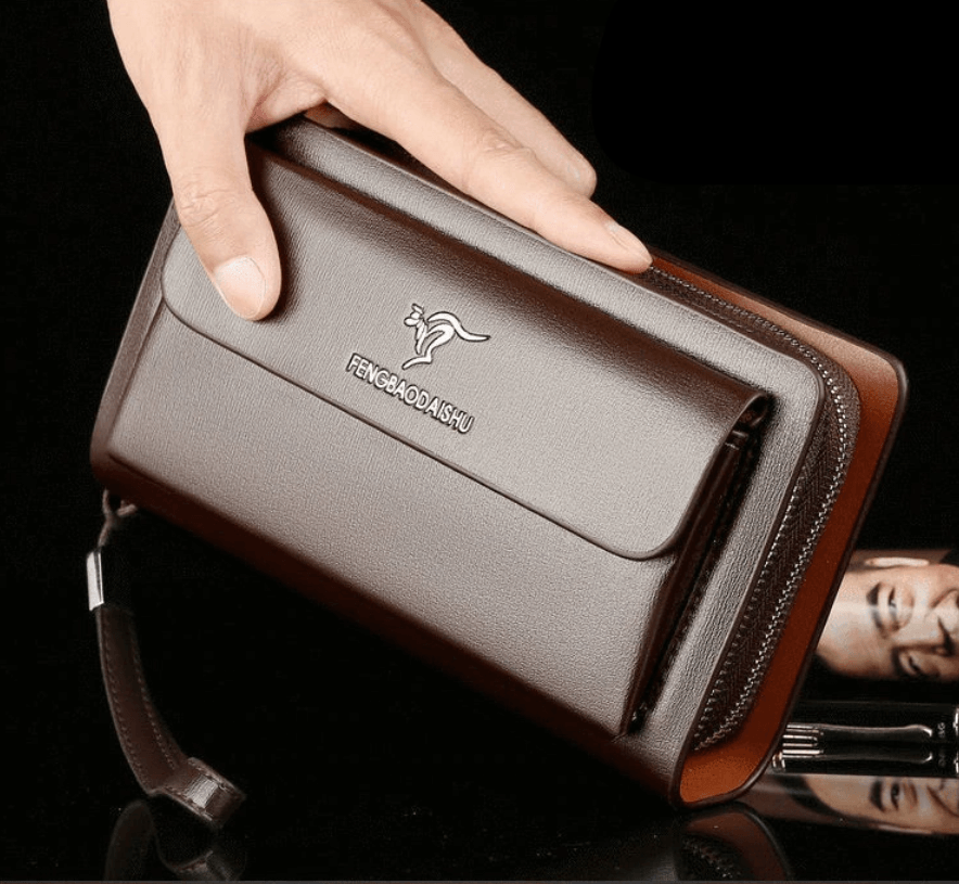 Pochette pour homme en cuir véritable 