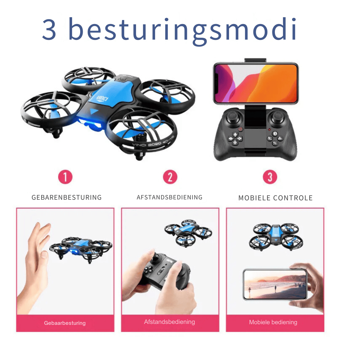 Mini drone V8 - Caméra HD 4K - Wi-Fi - Fonction de maintien d'altitude