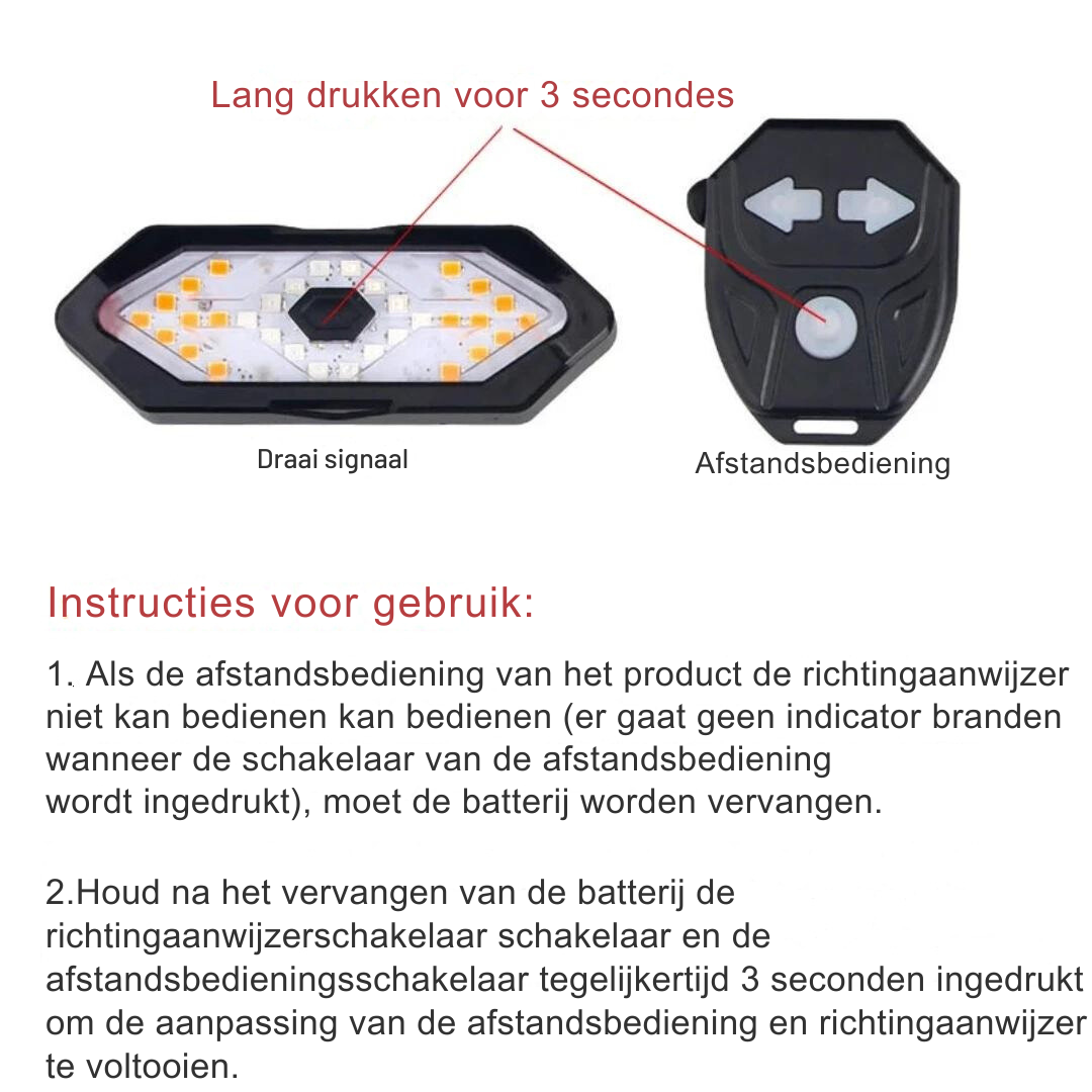Draadloos achterlicht met signalen